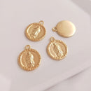 10pcs Virgin Mary Drop Pendant, Nickel free, Gold Plated Brass, Religious Jewelry, Catholic Maria Charm DIY Jewelry Supplies