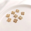 4pcs daisy flower cz pave charm pendant, four-leaf clover flower pendant, DIY Jewelry Making