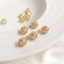 4pcs hollow flower ball 8mm 10mm cz pave charm pendant, ball pendant, DIY Jewelry Making