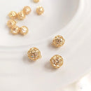 4pcs hollow flower ball 8mm 10mm cz pave charm pendant, ball pendant, DIY Jewelry Making