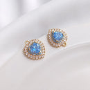 2pcs blue heart CZ Paved Charm, Gold Plated Brass Earring Findings, Heart cubic charm, Heart Color retention charm