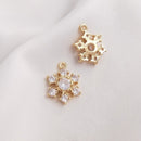 10pcs CZ Paved snowflake Charm, Gold Plated Brass Earring Findings, shape cubic charm, Cubic zirconia pendant