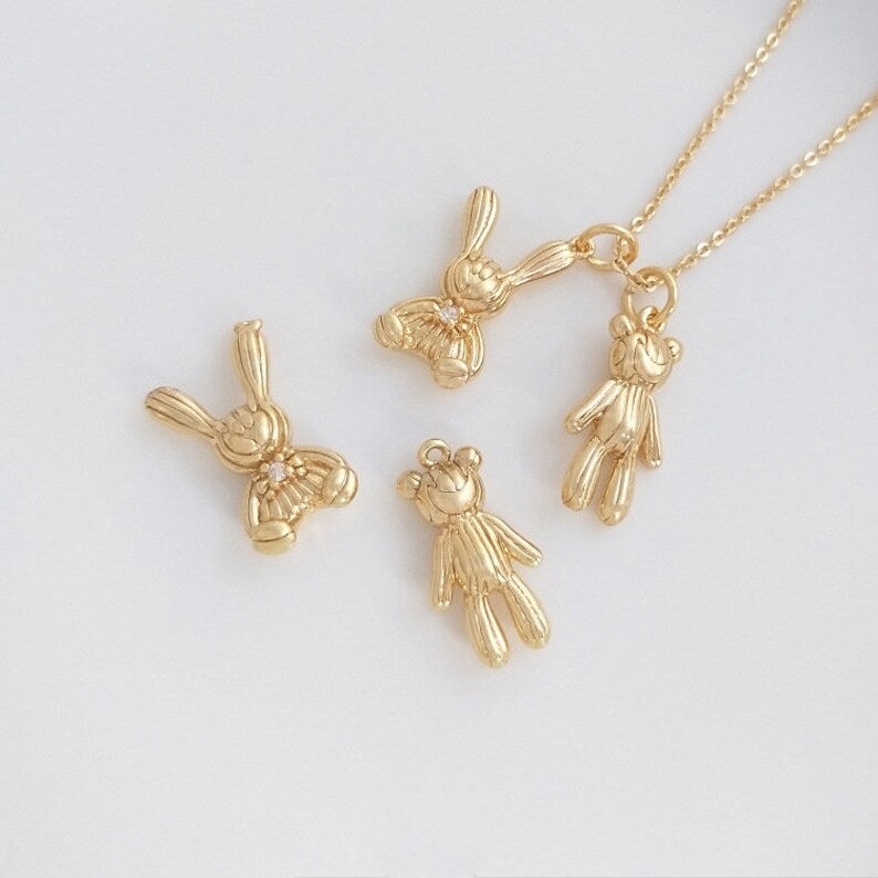 10pcs bear CZ Paved bee Charm, bunny Earring Findings, shape cubic charm, bunny pendant