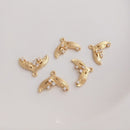 10pcs tail CZ Paved bee Charm, mermaid Zircon pendant, Gold Plated Brass Earring Findings, shape cubic charm, tail zirconia Jewelry