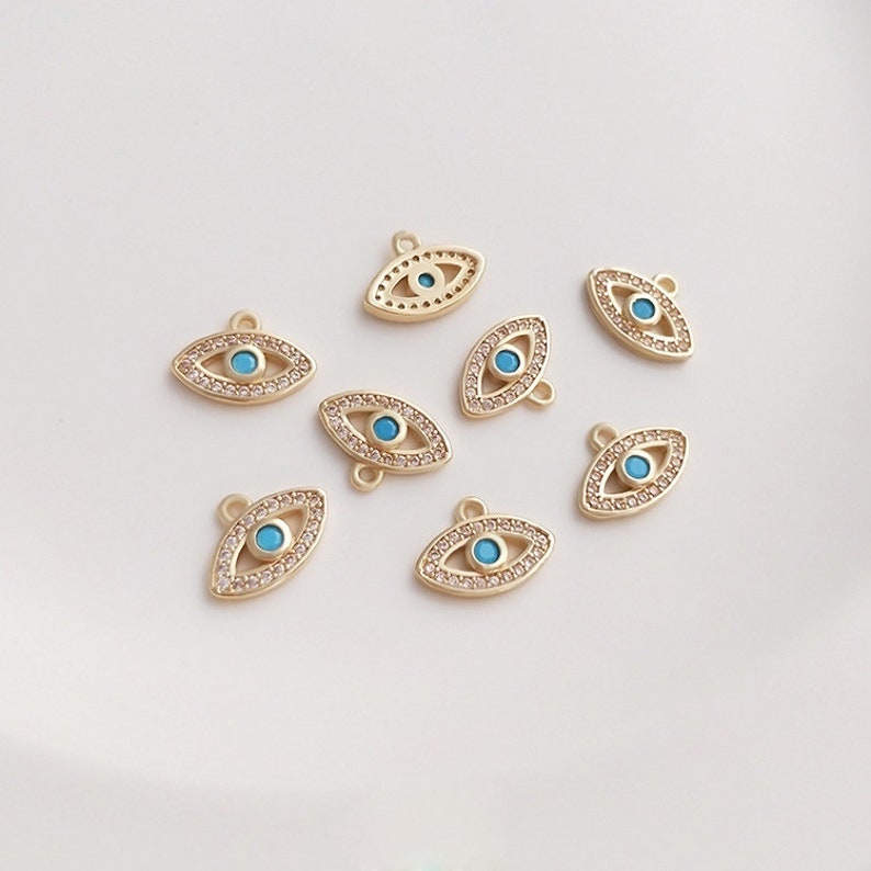 10pcs Devil's Eye CZ Pave Charm, Eye CZ ZirconPendant Charm, Jewelry Making, Material Craft Supplies