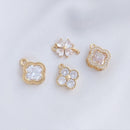 10pcs clover CZ Pave Charm, four-leaf clover CZ Zircon Pendant Charm, Jewelry Making, Material Craft Supplies