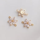 10pcs daisy CZ Pave Charm, CZ Zircon six-petaled flower Pendant Charm, flower Jewelry Making, Material Craft Supplies