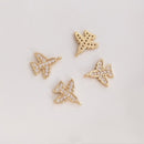 10pcs Small airplane CZ Paved Charm, Gold Plated Brass Earring Findings, shape cubic charm, airplane zirconia pendant