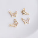 4pcs CZ Pave butterfly Charm Pendant, 10x15mm Zircon butterfly Connector, Jewelry Making, Material Craft Supplies