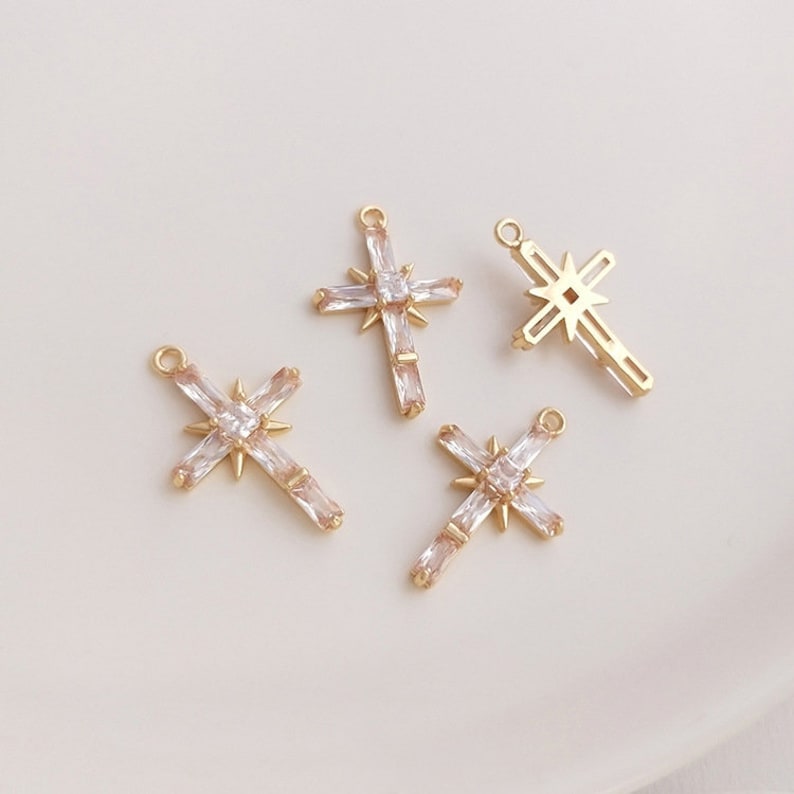 4pcs cross CZ Pave pin Charm, cross Pendant, Zircon cross Pendant, Jewelry Making, Material Craft Supplies, wholesale prices, Nickel free