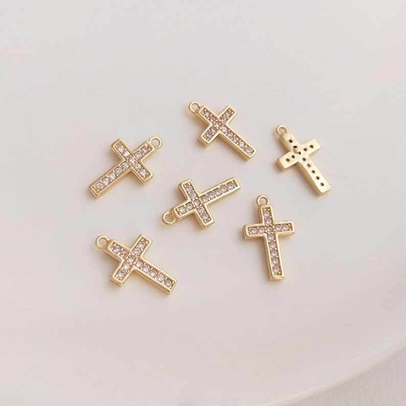 4pcs cross CZ Pave pin Charm, cross Pendant, Zircon cross Pendant, Jewelry Making, Material Craft Supplies, wholesale prices, Nickel free