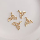 Mermaid Tail CZ Pave Charm, 18x17mmZircon Pendant, Jewelry Making, DIY earrings necklace pendant Jewelry Making 10pcs