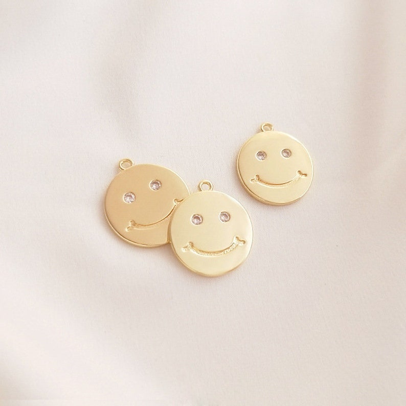 4pcs smiley face CZ Pave pendant, 17x1.8mm smiley Charm, Zircon Jewelry Making, Nickel free