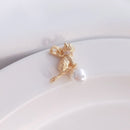 10pcs Cute cat, pearl needle CZ Pave pendant Charm, cat Zircon Jewelry Making, Nickel free