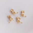 10pcs Cute cat, pearl needle CZ Pave pendant Charm, cat Zircon Jewelry Making, Nickel free