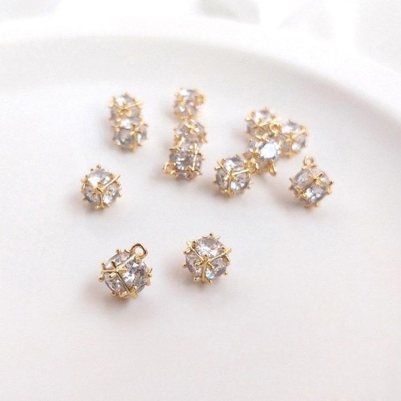 10pcs cz pave charm pendant, Zircon pendant, gold plated, real gold zircon pendant, diy handmade jewelry bracelet pendant