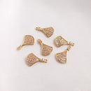 10pcs small skirt CZ Pave Charm Pendant , apricot leaves Zircon Connector Pendant, Jewelry Making, Zircon Material Craft Supplies