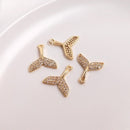 10pcs Mermaid Tail CZ Pave Charm Pendant , Tail Zircon Connector Pendant, Tail Jewelry Making, Zircon Material Craft Supplies