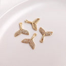 10pcs Mermaid Tail CZ Pave Charm Pendant , Tail Zircon Connector Pendant, Tail Jewelry Making, Zircon Material Craft Supplies