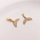 10pcs Mermaid Tail CZ Pave Charm Pendant , Tail Zircon Connector Pendant, Tail Jewelry Making, Zircon Material Craft Supplies