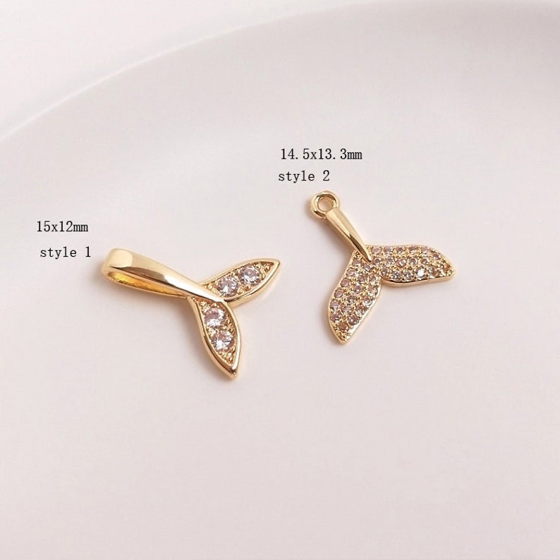 10pcs Mermaid Tail CZ Pave Charm Pendant , Tail Zircon Connector Pendant, Tail Jewelry Making, Zircon Material Craft Supplies