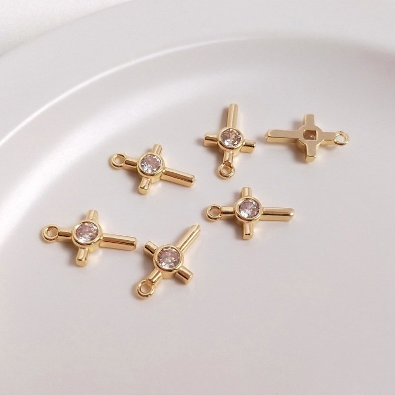 10pcs cross CZ Pave Charm Pendant , cross Zircon Connector Pendant, cros Jewelry Making, Zircon Material Craft Supplies