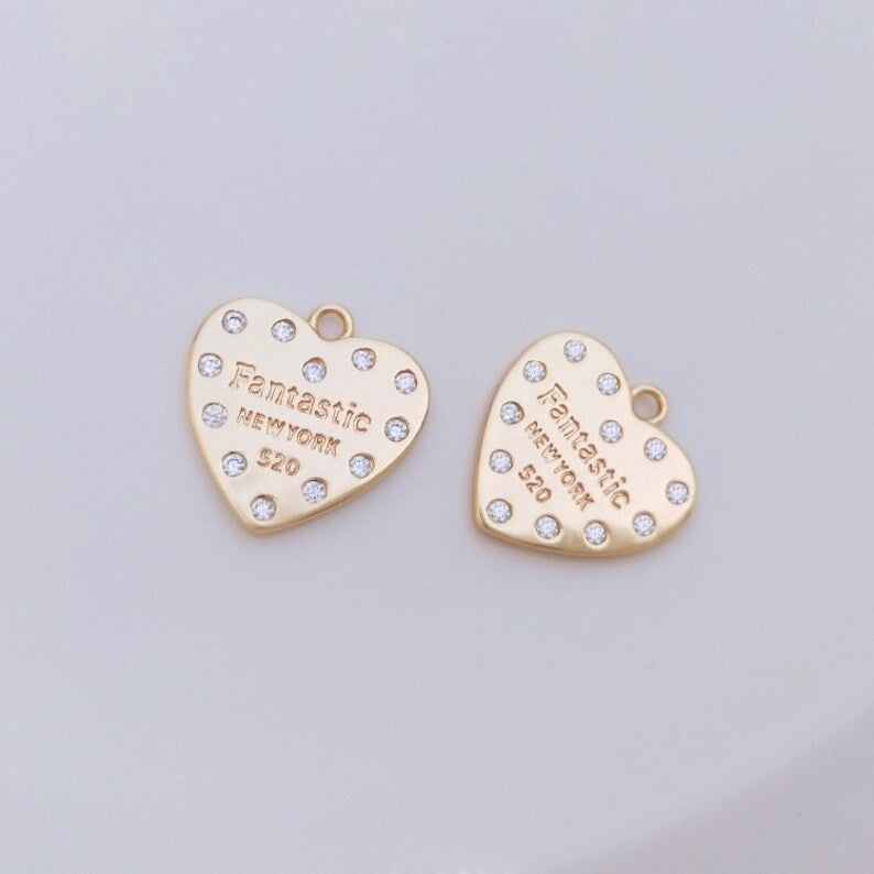 4pcs English alphabet CZ Pave pendant Charm, Heart crown, Zircon Jewelry Making, Nickel free