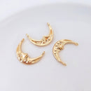 10pcs moon, sun face cz pave charm pendant, brass gold plated Material Craft Supplies