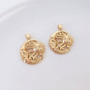 10pcs moon, sun face cz pave charm pendant, brass gold plated Material Craft Supplies