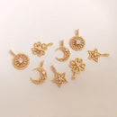 10pcs stars, moon, four-leaf clover CZ Pave Charm, sun flower pendant Zircon Charm CZ Pave Pendant Charm, DIY pendant Jewelry Making