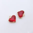 10pcs Heart Glass Zircon Pendant Charm, Heart CZ Pave Connector Pendant, Heart Crystal Pendant