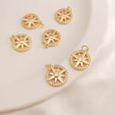 4pcs eight-pointed star cz pave charm, star pendant, brass gold plated, star charm, Material Craft Supplies