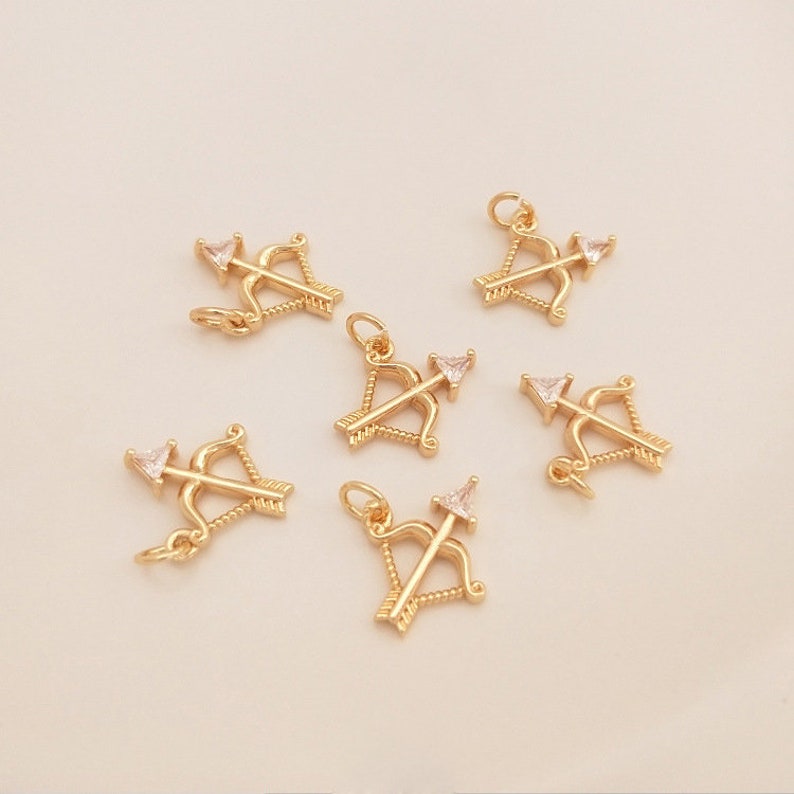 10pcs arrow CZ Pave Pendant, archery Zircon Flower Pendant, Jewelry Making, Zircon Material Craft Supplies