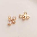 4pcs little bee CZ Pave Charm, 14X10mm little bee Zircon Pendant , Jewelry Making, Zircon Material Craft Supplies