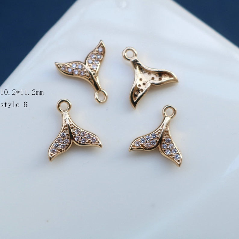 10pcs Mermaid Tail CZ Pave Charm , Zircon Pendant, Jewelry Making, DIY earrings necklace pendant Jewelry Making