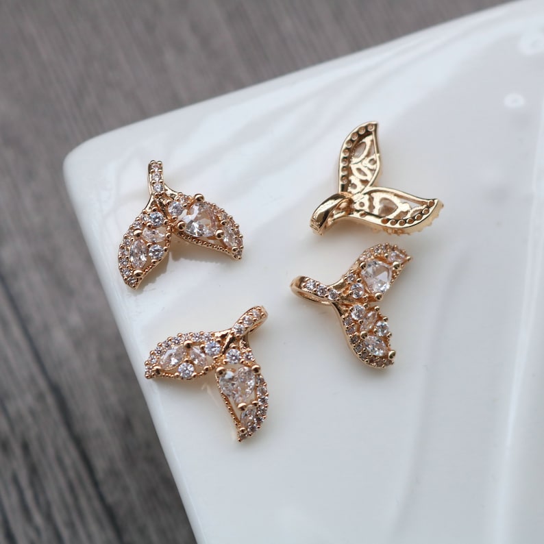 10pcs Mermaid Tail CZ Pave Charm , Zircon Pendant, Jewelry Making, DIY earrings necklace pendant Jewelry Making