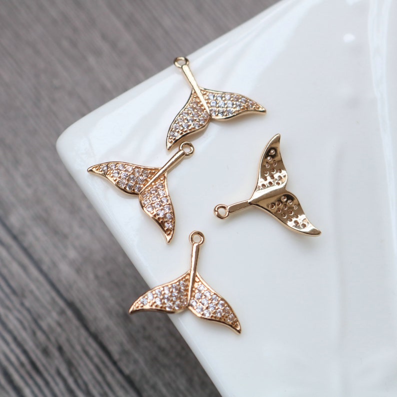 10pcs Mermaid Tail CZ Pave Charm , Zircon Pendant, Jewelry Making, DIY earrings necklace pendant Jewelry Making