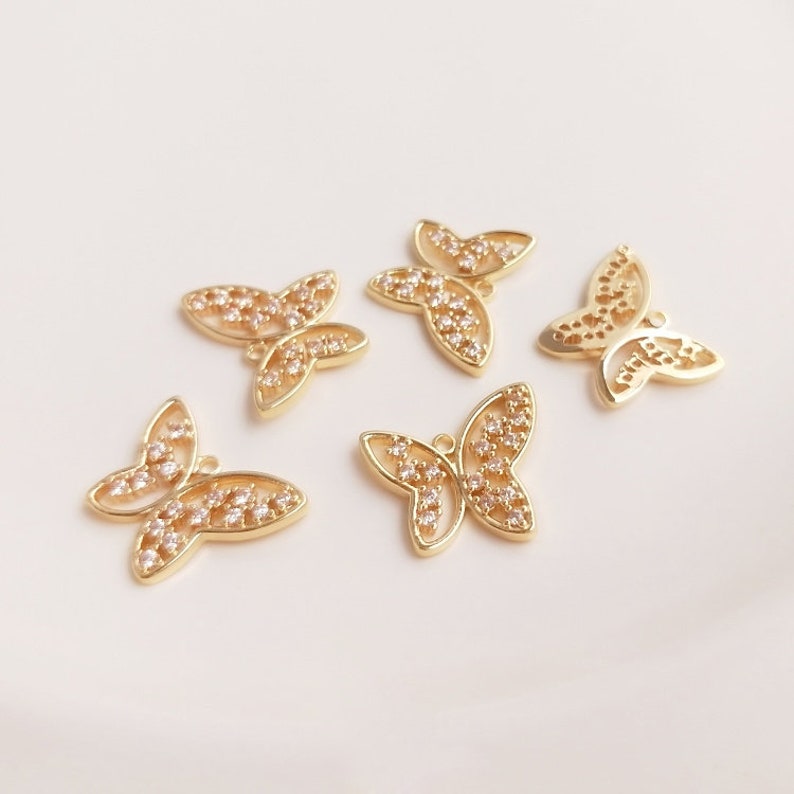 10pcs butterfly 15mm CZ Pave Charm, Zircon butterfly Connector, Zircon Jewelry Making, Material Craft Supplies