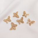 10pcs butterfly 15mm CZ Pave Charm, Zircon butterfly Connector, Zircon Jewelry Making, Material Craft Supplies