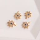 10pcs eight-pointed star cz pave charm, star pendant, brass gold plated, star charm, Material Craft Supplies