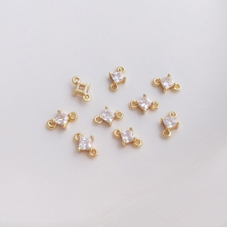 square CZ Pave Charm, square Pendant, Jewelry Making, DIY Jewelry Making, 10pcs