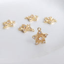 10pcs CZ Paved Star Charm, Gold Plated Brass Earring Findings, shape cubic charm, Cubic zirconia pendant