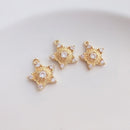 10pcs CZ Paved Star Charm, Gold Plated Brass Earring Findings, shape cubic charm, Cubic zirconia pendant