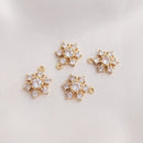 10pcs CZ Paved snowflake Charm, Gold Plated Brass Earring Findings, shape cubic charm, Cubic zirconia pendant