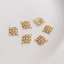 10pcs clover CZ Paved bee Charm, Gold Plated Brass Earring Findings, shape cubic charm, four-leaf clover Cubic zirconia pendant