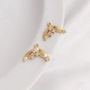 10pcs tail CZ Paved bee Charm, mermaid Zircon pendant, Gold Plated Brass Earring Findings, shape cubic charm, tail zirconia Jewelry