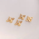 10pcs CZ Pave little bee Charm, 14x11.5mm bee CZ ZirconPendant Charm, Jewelry Making, Material Craft Supplies