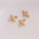 10pcs CZ Pave little bee Charm, 14x11.5mm bee CZ ZirconPendant Charm, Jewelry Making, Material Craft Supplies