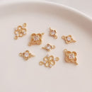 10pcs clover CZ Pave Charm, four-leaf clover CZ Zircon Pendant Charm, Jewelry Making, Material Craft Supplies