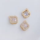 10pcs clover CZ Pave Charm, four-leaf clover CZ Zircon Pendant Charm, Jewelry Making, Material Craft Supplies